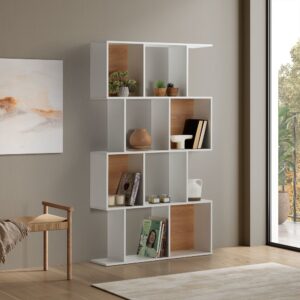 wohnli-moebel-suche-M25192994-1 Wohnzimmerregal 8 fächern weiße Farbe 98x168x25cm Spanplatte Weiß HOMN Möbel Wohnzimmermöbel Regale