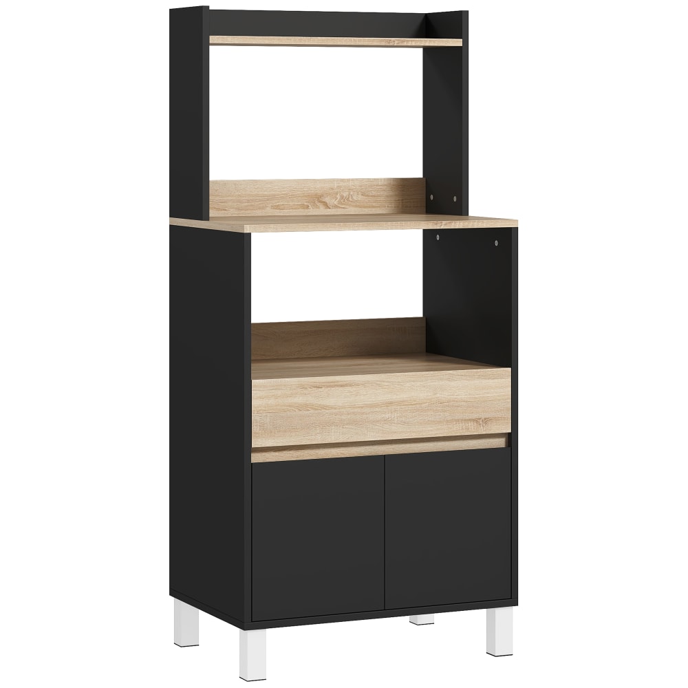 wohnli-moebel-suche-M25193037 Wohnli Möbelsuche - Mikrowellenschrank mit Schublade Eiche & Schwarz