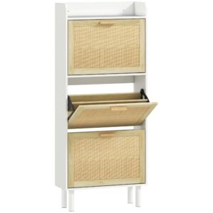 wohnli-moebel-suche-M25193063 Wohnli Möbelsuche - Weißholz-Resineffekt 3-Türer Schuhschrank