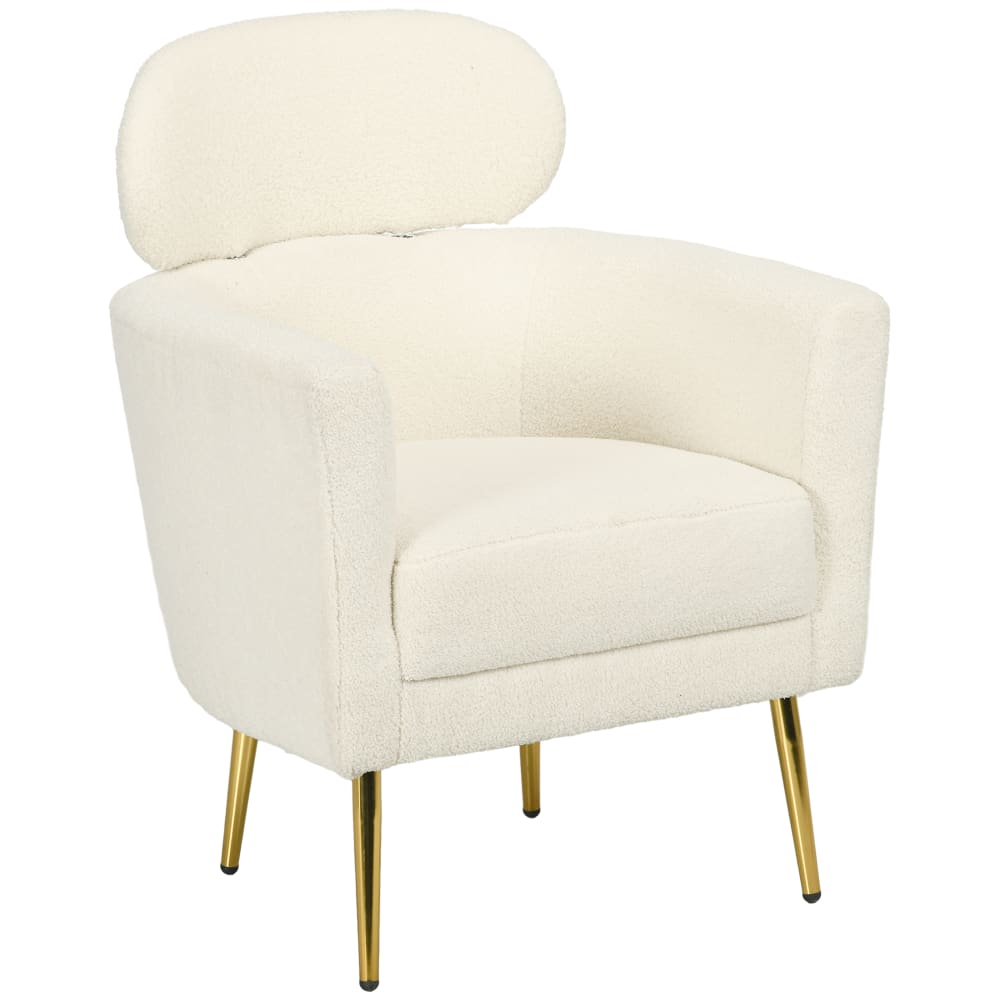 wohnli-moebel-suche-M25193091 Wohnli Möbelsuche - Fauteuil de salon têtière amovible tissu peluche teddy crème