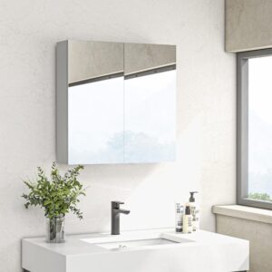 Armoire murale salle de bain 3 niveaux bois blanc 60x60x15cm Spanplatte Weiß Kleankin Möbel Badezimmermöbel