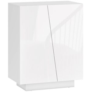 wohnli-moebel-suche-M25193146-1 Weißglanz-Partikelbrett-Buffet & Schrank 70x88x40cm Spanplatte Weiß Homcom Möbel Esszimmermöbel Sideboards, Highboards & niedrige Anrichten