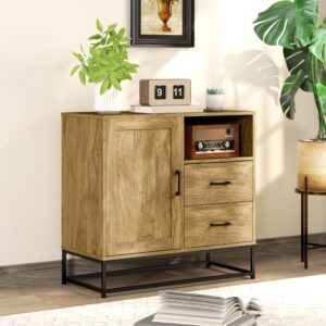 wohnli-moebel-suche-M25193150-1 Buffet 2 tiroirs étagère réglable panneau de particules naturel 80x78x40cm Spanplatte Beige Homcom Möbel Esszimmermöbel Sideboards, Highboards & niedrige Anrichten