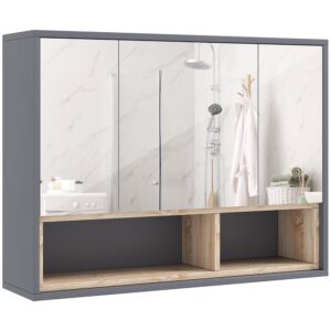 wohnli-moebel-suche-M25193232 Wohnli Möbelsuche - Armoire murale salle de bain miroir 3 portes 8 compartiments gris