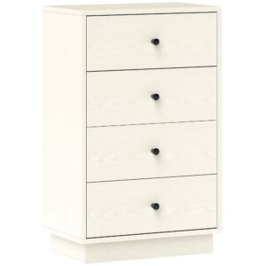 wohnli-moebel-suche-M25193243-1 Cremefarbene Modern-Kommode 4-Schubladen Holz 47x75x29cm Spanplatte Weiß Homcom Möbel Schlafzimmermöbel Aufbewahrungsmöbel
