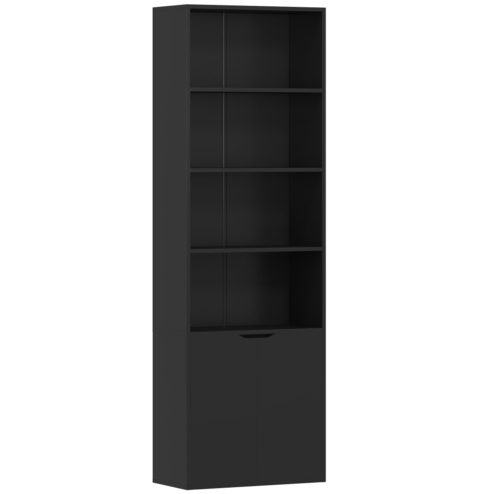 Wohnli Möbelsuche - Bibliothèque 4 compartiments ouverts et 2 portes noir