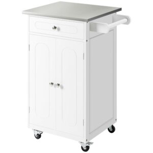 wohnli-moebel-suche-M25193352 Wohnli Möbelsuche - Küchenservicewagen 2-Türig MDF & Edelstahl Weiß