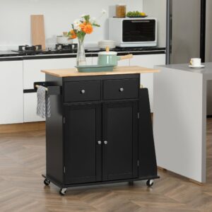 wohnli-moebel-suche-M25193358-1 Küchen-Arbeitsplatten-Desserte MDF&Gummibaum Schwarz 89x90x45cm Spanplatte Schwarz Homcom Möbel Esszimmermöbel Barmöbel