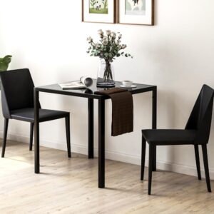 wohnli-moebel-suche-M25193527-1 Schwarzer Glastisch für 4 Personen 75x75x75cm Glas Schwarz Homcom Möbel Esszimmermöbel Esstische