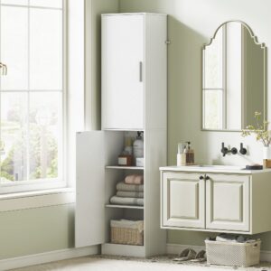 Weißer 2-Tür-Säulenschrank & 4 Höhenverstellbare Regale 40x180x35cm Spanplatte Weiß Homcom Möbel Badezimmermöbel Bad-Hochschränke