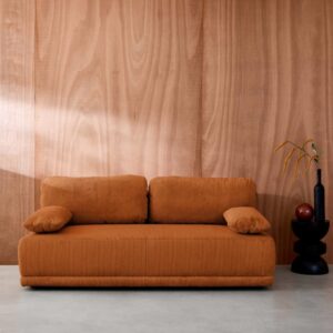 3-Sitzer Schlafsofa mit Stauraum und Cordbezug in camel 192x81x100cm Samt Braun sweeek Sofas und Sessel Sofas Ecksofas