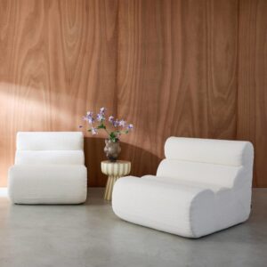 2er-Set Lounge-Sessel mit Bouclé-Bezug in weiß 81x75x99cm Stoff Weiß sweeek Sofas und Sessel Sofas 2-Sitzer-Sofas & 3-Sitzer-Sofas