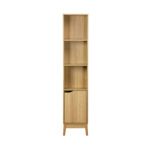 wohnli-moebel-suche-M25194070-1 Vintage-Badezimmerschrank schmal mit Eschenholzoptik 35x167x25cm Spanplatte Braun sweeek Möbel Badezimmermöbel Bad-Hochschränke