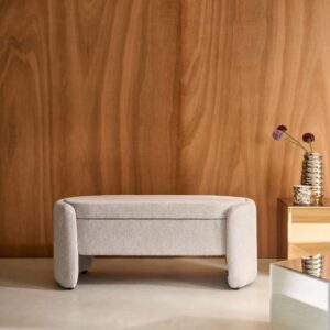 wohnli-moebel-suche-M25194072-1 Bank mit Stauraum und Stoffbezug hellgrau 110x45x42cm Spanplatte Grau sweeek Möbel Esszimmermöbel Sitzbank und Holzbank