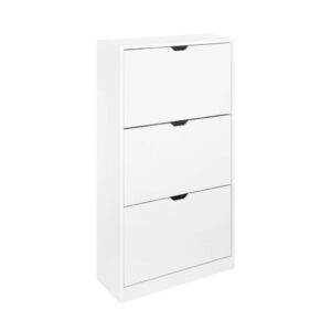 wohnli-moebel-suche-M25194086-1 Schuhschrank Holzdekor weiß 3 Schubladen 60x119x23cm Spanplatte Weiß sweeek Möbel Flurmöbel Schuhschränke