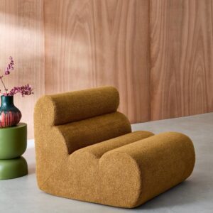wohnli-moebel-suche-M25194098-1 Modularer Lounge-Sessel mit Bouclé-Bezug senfgelb 81x75x99cm Stoff Braun sweeek Sofas und Sessel Sessel, Poufs und Fußbänke Sessel