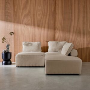 wohnli-moebel-suche-M25194104-1 3er-Set modulare Sessel Bouclé-Bezug beige 90x74x90cm Stoff Beige sweeek Sofas und Sessel Sessel, Poufs und Fußbänke Sessel