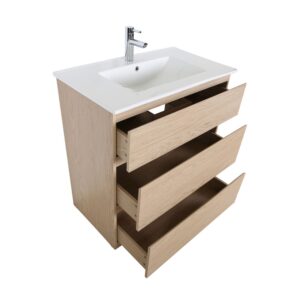 wohnli-moebel-suche-M25194608-1 Einzelwaschtischunterschrank 80cm - mit Keramik-Waschtischplatte 80x88x47cm Holz Braun Mob In Möbel Badezimmermöbel