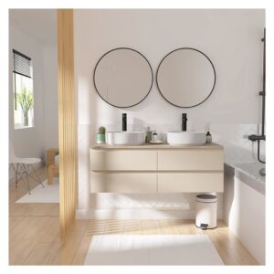 Sorrento Doppelwaschtisch 120 cm + Armatur + Spiegel 120x43x45cm Spanplatte Beige Mob In Möbel Badezimmermöbel Waschtische