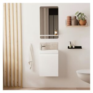 wohnli-moebel-suche-M25194637-1 Waschtischunterschrank + Spiegelablage 21x53x41cm Spanplatte Weiß Mob In Möbel Badezimmermöbel Waschtische