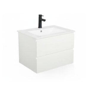 wohnli-moebel-suche-M25194647 Wohnli Möbelsuche - Einzelwaschtisch-Set 60cm mit Keramikplatte und schwarzem Wasserhahn