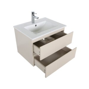 Waschtischunterschrank mit Einzelwaschbecken 60x43x43cm Spanplatte Beige Mob In Möbel Badezimmermöbel Waschbecken