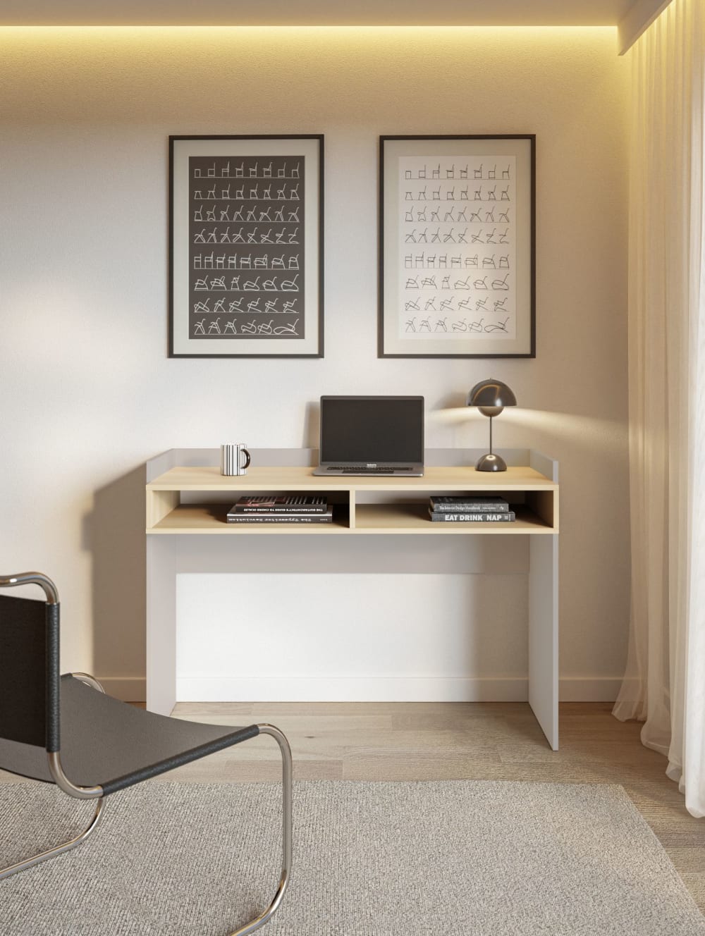 123x87x123cm Spanplatte Taupe Selsey Möbel Büromöbel Schreibtische