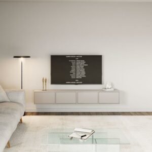 Hängendes TV-Board mit vier Klappen 200 cm, Kaschmirgrau 201x30x201cm Spanplatte Taupe Selsey Möbel Wohnzimmermöbel TV-Möbel