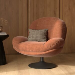 wohnli-moebel-suche-M25196057-1 Drehstuhl aus braunem Samtstoff 80x84x90cm Stoff Braun Maison Pavane Sofas und Sessel Sessel, Poufs und Fußbänke Sessel