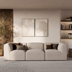 Modulares 3-Sitzer-Sofa aus beigem Stoff 95x72x95cm Stoff Beige Maison Pavane Sofas und Sessel Sofas Modulare Sofas