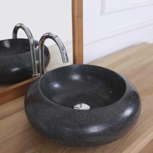 40x14x40cm Naturstein Schwarz BERAH GETAH Möbel Badezimmermöbel