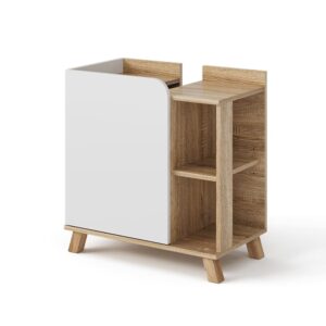 Wohnli Möbelsuche - Waschbeckenunterschrank mit Tür und offenen Fächern Sonoma 60x65cm