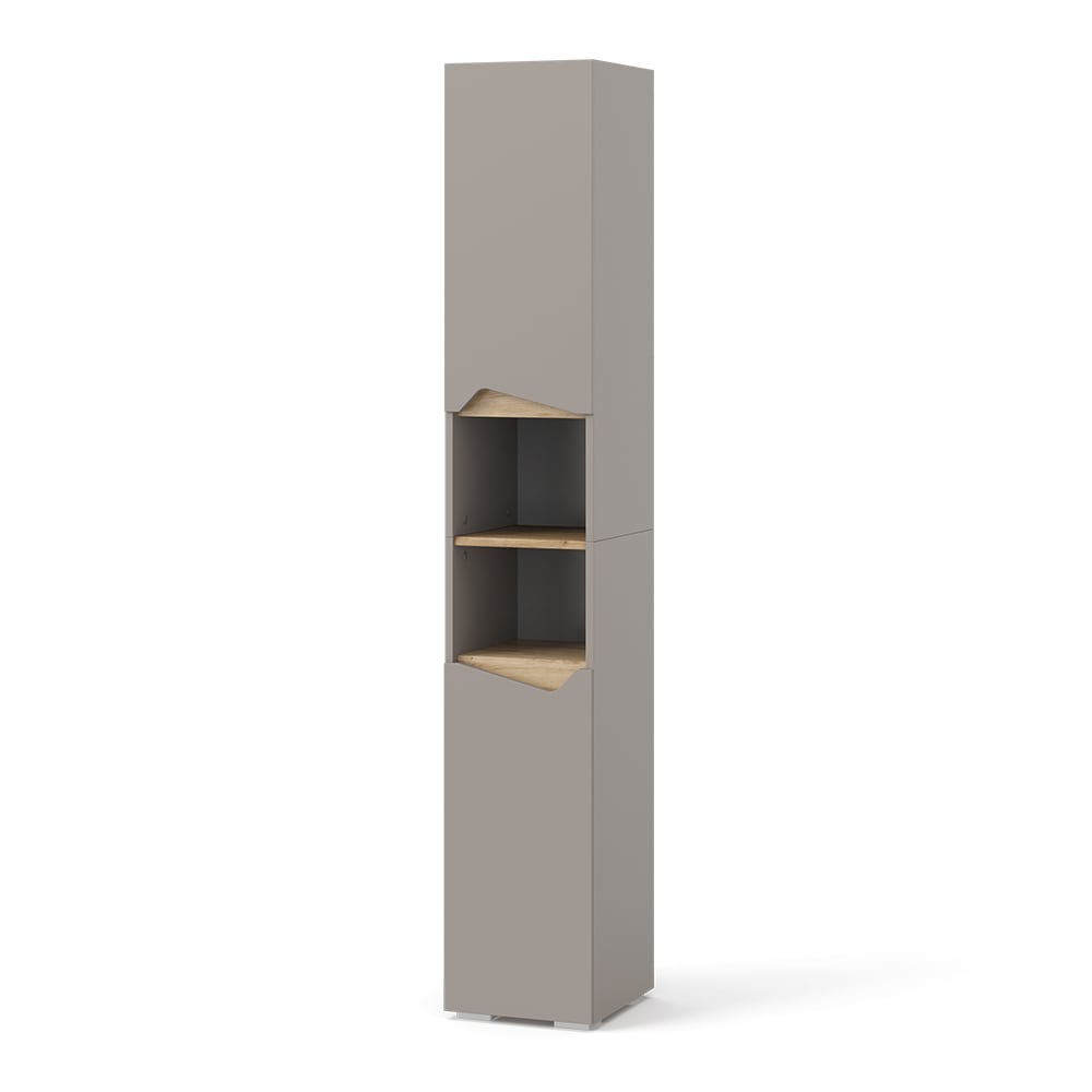 wohnli-moebel-suche-M25197235 Wohnli Möbelsuche - Badschrank mit Türen und offenen Fächern Greige 30x180cm