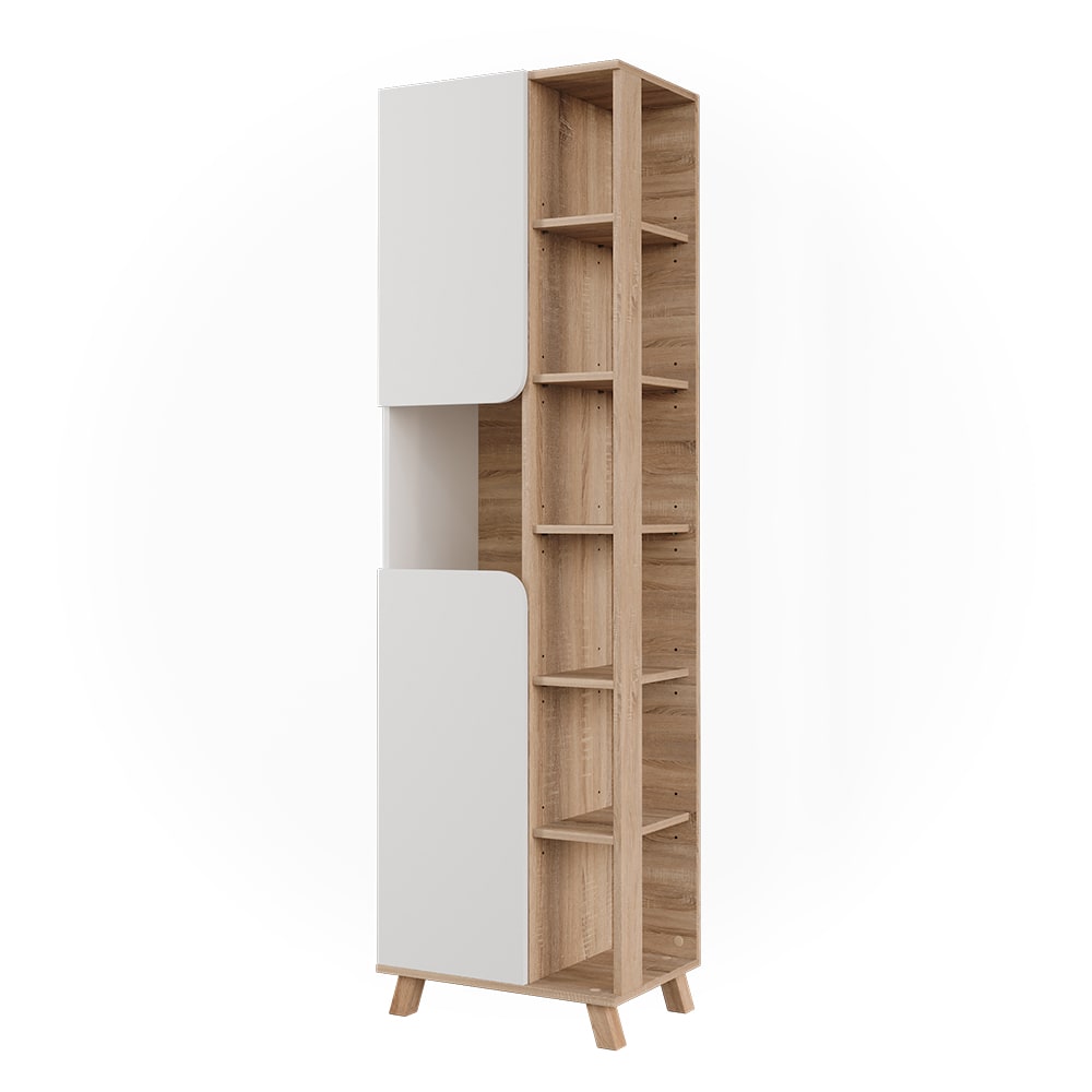 Wohnli Möbelsuche - Badschrank mit 2 Türen Sonoma/Weiß 50x175cm