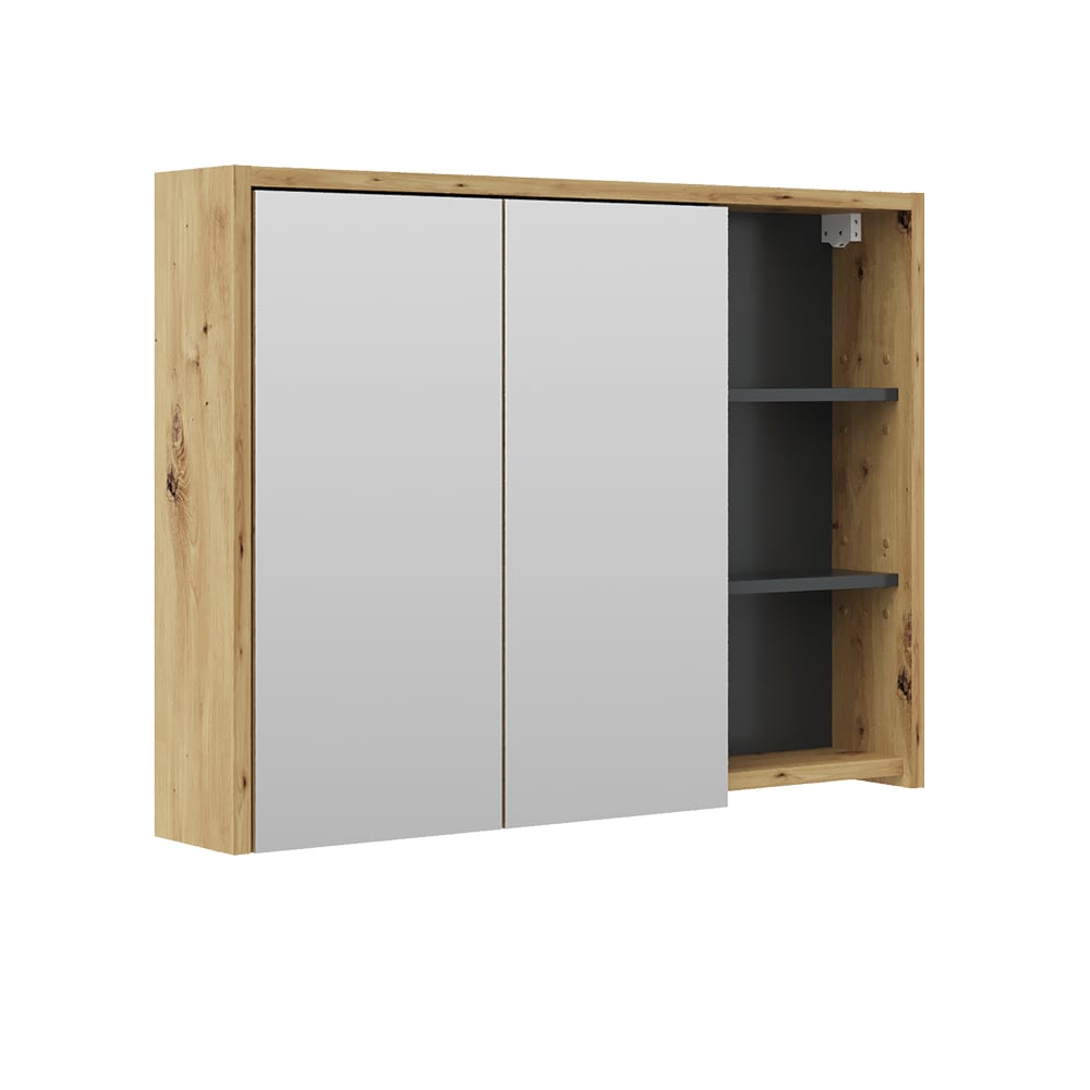 wohnli-moebel-suche-M25197317 Wohnli Möbelsuche - Badspiegelschrank Eiche/Anthrazit 100x75cm