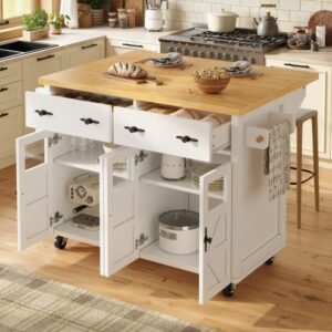 140x93x73cm Spanplatte Weiß Flieks Möbel Küchenmöbel Kücheninseln & Servierwägen