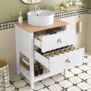 60x91x45cm Spanplatte Weiß Flieks Möbel Badezimmermöbel Waschtische