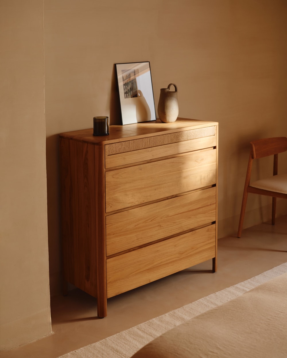 wohnli-moebel-suche-M25197846-1 Kommode Teakholz 100 cm 100x105x45cm Holz Braun Hannun Möbel Schlafzimmermöbel Kommoden