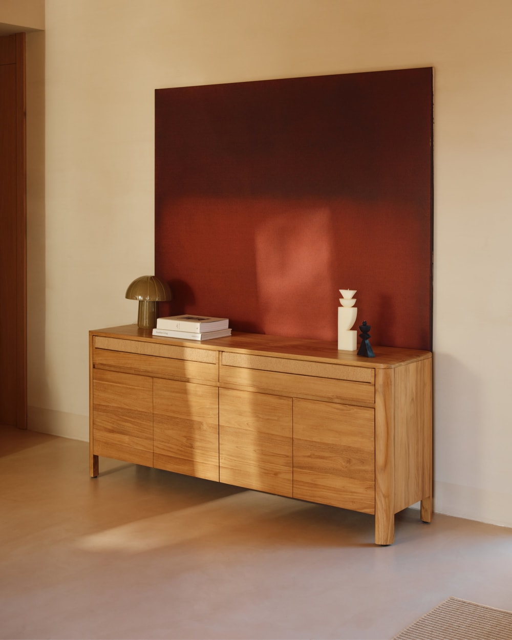 Sideboard Teak 180 cm 180x76x45cm Holz Braun Hannun Möbel Schlafzimmermöbel Kommoden
