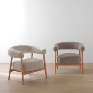 wohnli-moebel-suche-M25197872-1 Sessel aus Eichenholz mit weißem Bezug 77x72x67cm Holz Weiß GEESE HOME Sofas und Sessel Sessel, Poufs und Fußbänke Sessel