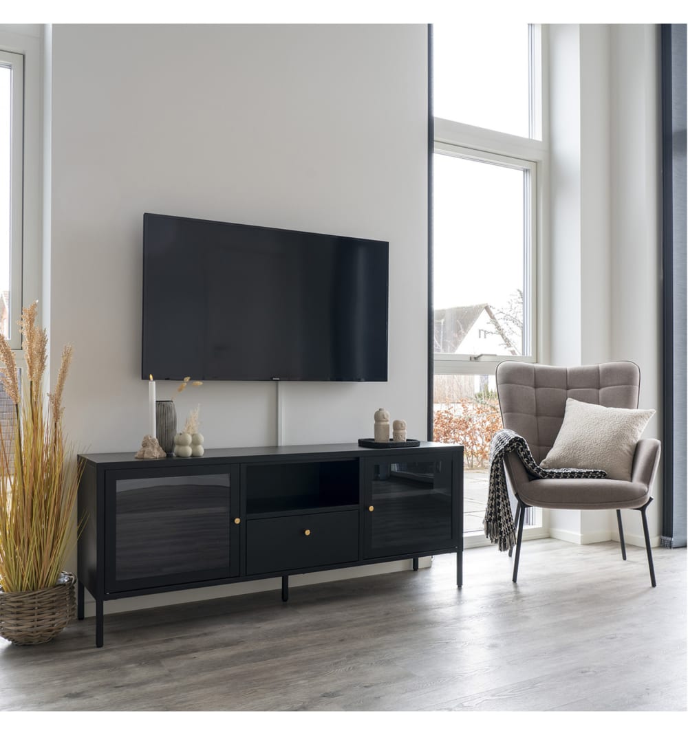 35x60x150cm Metall Schwarz Moloo Möbel Wohnzimmermöbel TV-Möbel