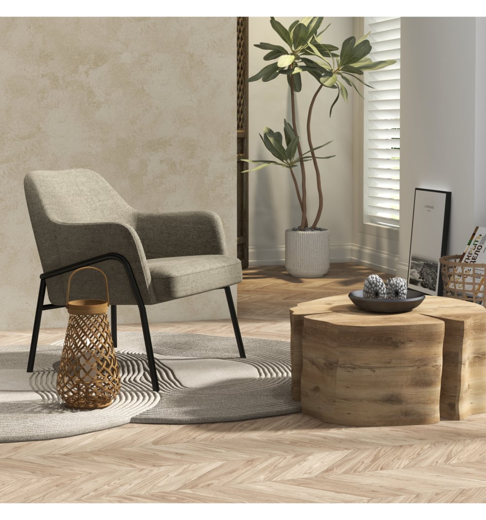 63x71x70cm Stoff Taupe Moloo Sofas und Sessel Sessel, Poufs und Fußbänke Sessel