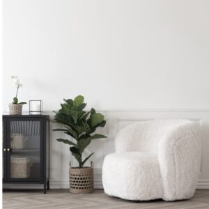 wohnli-moebel-suche-M25199471-1 Cremefarbener Kunstfell-Sessel 87x75x88cm Stoff Weiß Moloo Sofas und Sessel Sessel, Poufs und Fußbänke Sessel