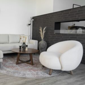 wohnli-moebel-suche-M25199473-1 Sessel aus ecrufarbenem Bouclé-Stoff und Holz 80x68x76cm Stoff Beige Moloo Sofas und Sessel Sessel, Poufs und Fußbänke Sessel