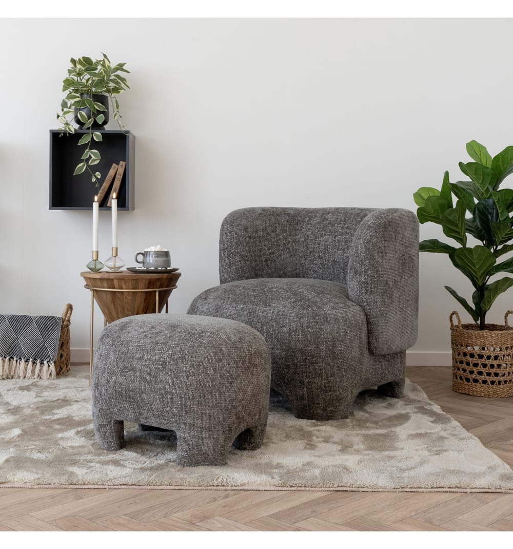 79x72x78cm Stoff Grau Moloo Sofas und Sessel Sessel, Poufs und Fußbänke Sessel