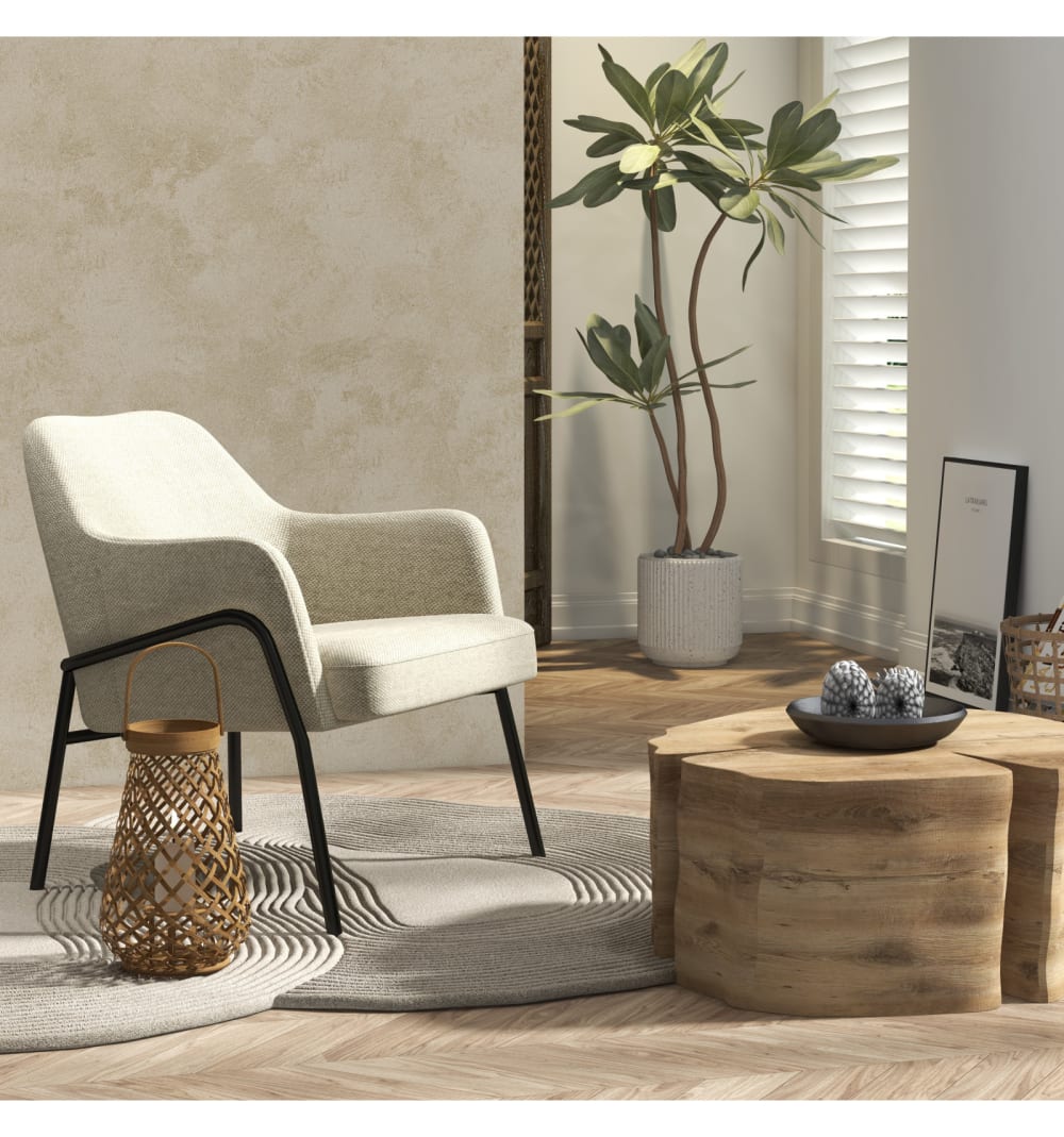 63x71x70cm Stoff Beige Moloo Sofas und Sessel Sessel, Poufs und Fußbänke Sessel