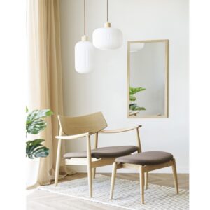 wohnli-moebel-suche-M25199490-1 Sessel und Hocker in Eiche natur und braunem Stoff 68x72x68cm Stoff Beige Moloo Sofas und Sessel Sessel, Poufs und Fußbänke Sessel