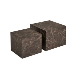 wohnli-moebel-suche-M25199562 Wohnli Möbelsuche - Set aus 2 Couchtischen mit brauner Marmoroptik 40x40cm/50x50cm