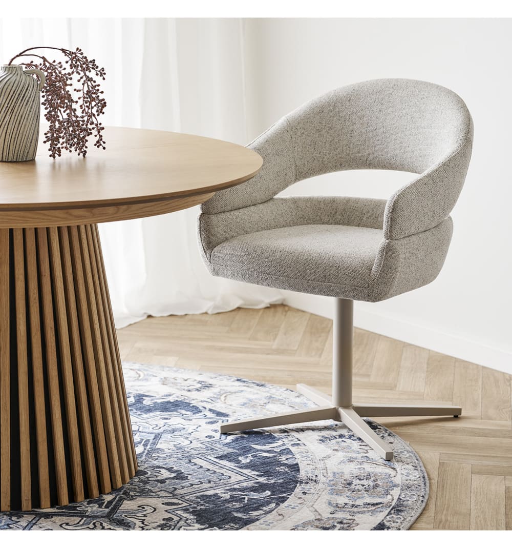 Drehbarer Esszimmerstuhl in beigefarbenem Stoff (x2) 58x87x60cm Stoff Beige Moloo Sofas und Sessel Sessel, Poufs und Fußbänke Sessel