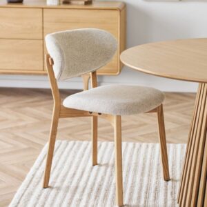 wohnli-moebel-suche-M25199755-1 Stuhl aus massiver Eiche und beigem Stoff (x2) 52x82x59cm Stoff Beige Moloo Möbel Esszimmermöbel Stühle
